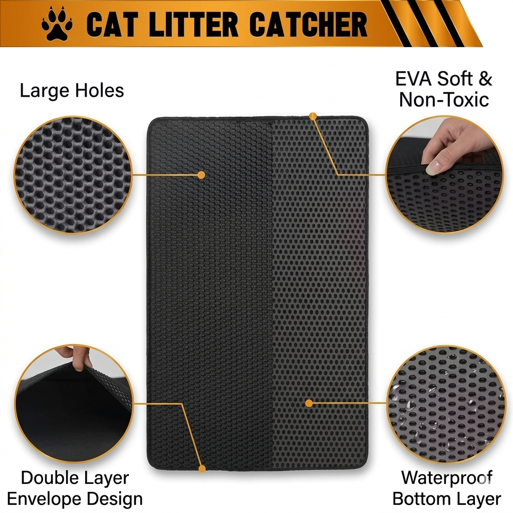 Nexora™ Premium Double-Layer Cat Litter Mat – Waterproof, Anti-Tracking & Easy Clean
