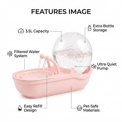 Nexora™ SnailFlow Max 3.5L — Filtered Automatic Pet Water Fountain With Extra Water Storage