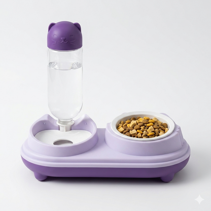 Nexora™ DuoFeast Mini — Automatic Food Bowl & Gravity Water Dispenser