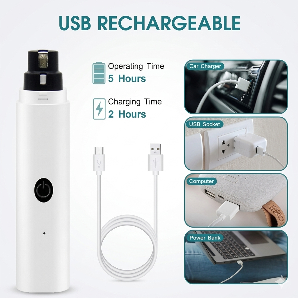 Nexora™ Electric Pet Nail Grinder – Safe & Stress Free Nail Trimming