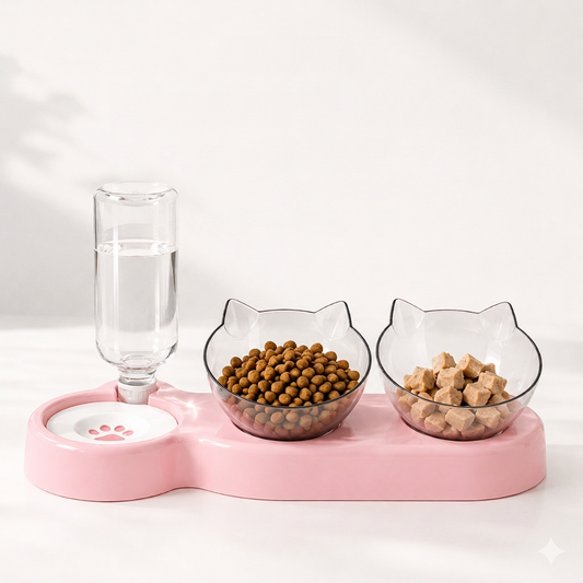 Nexora™ DualFeast Bowl — Double Food Bowls + Automatic Water Dispenser