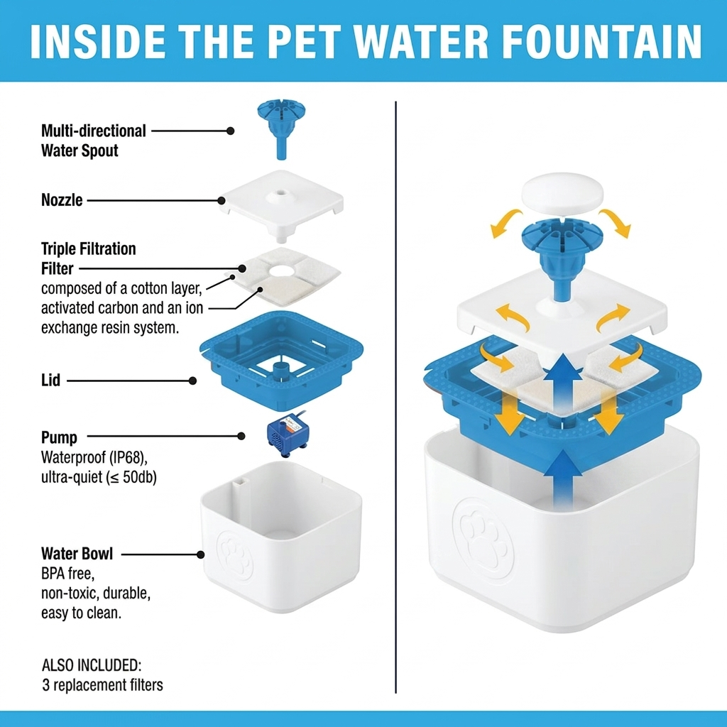 Nexora™ Portable Smart Pet Water Fountain – Ultra Quiet & Filtered (2.5L)