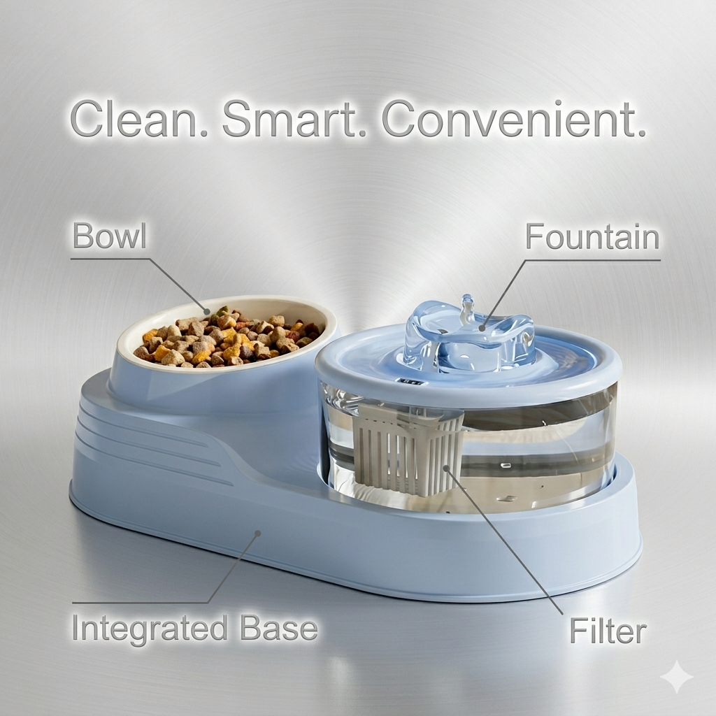 Nexora™ 2-in-1 Smart Pet Feeder & Water Fountain – Ultra Quiet & Filtered