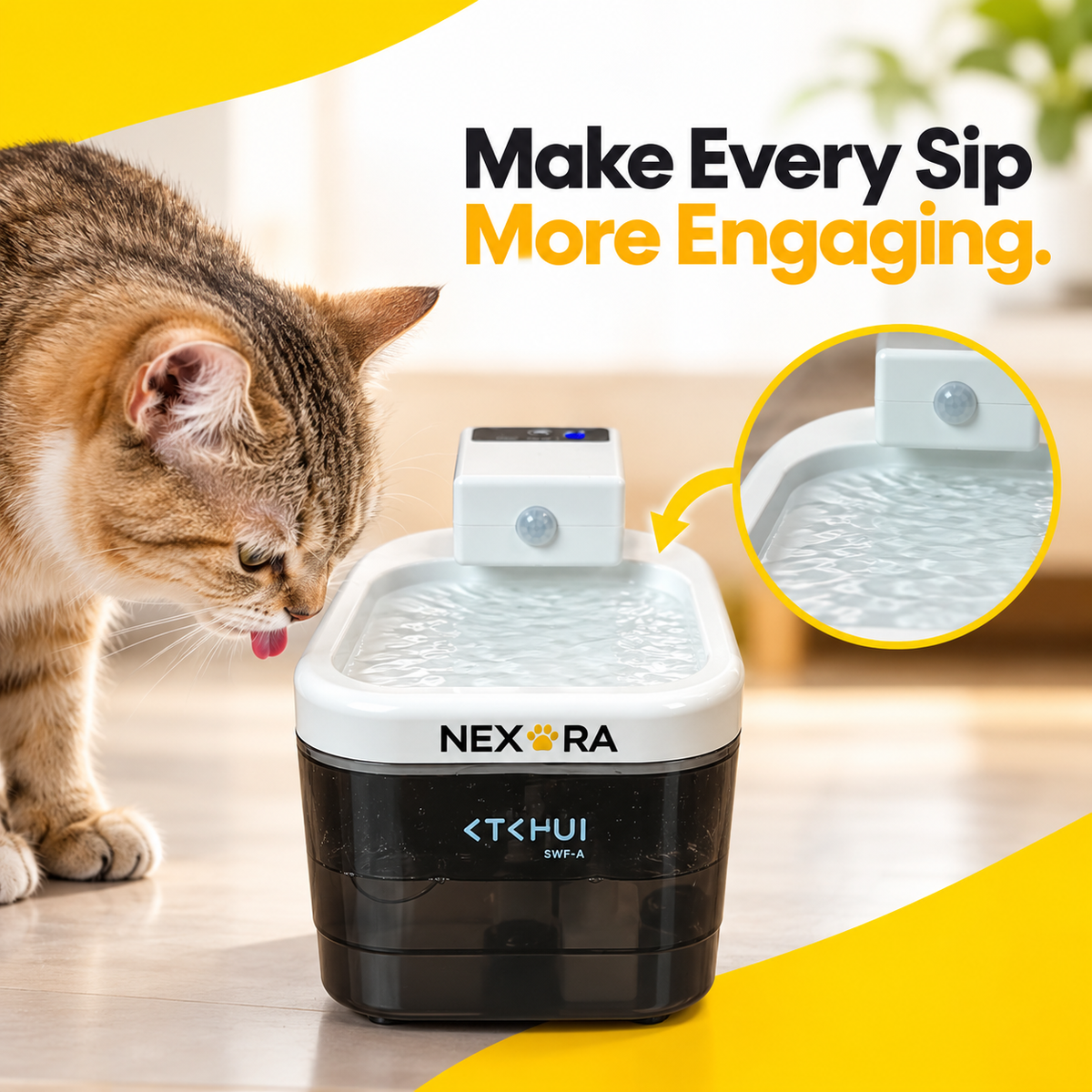 Nexora™ SmartFlow Elite — Battery-Powered Motion-Sensor Pet Water Fountain