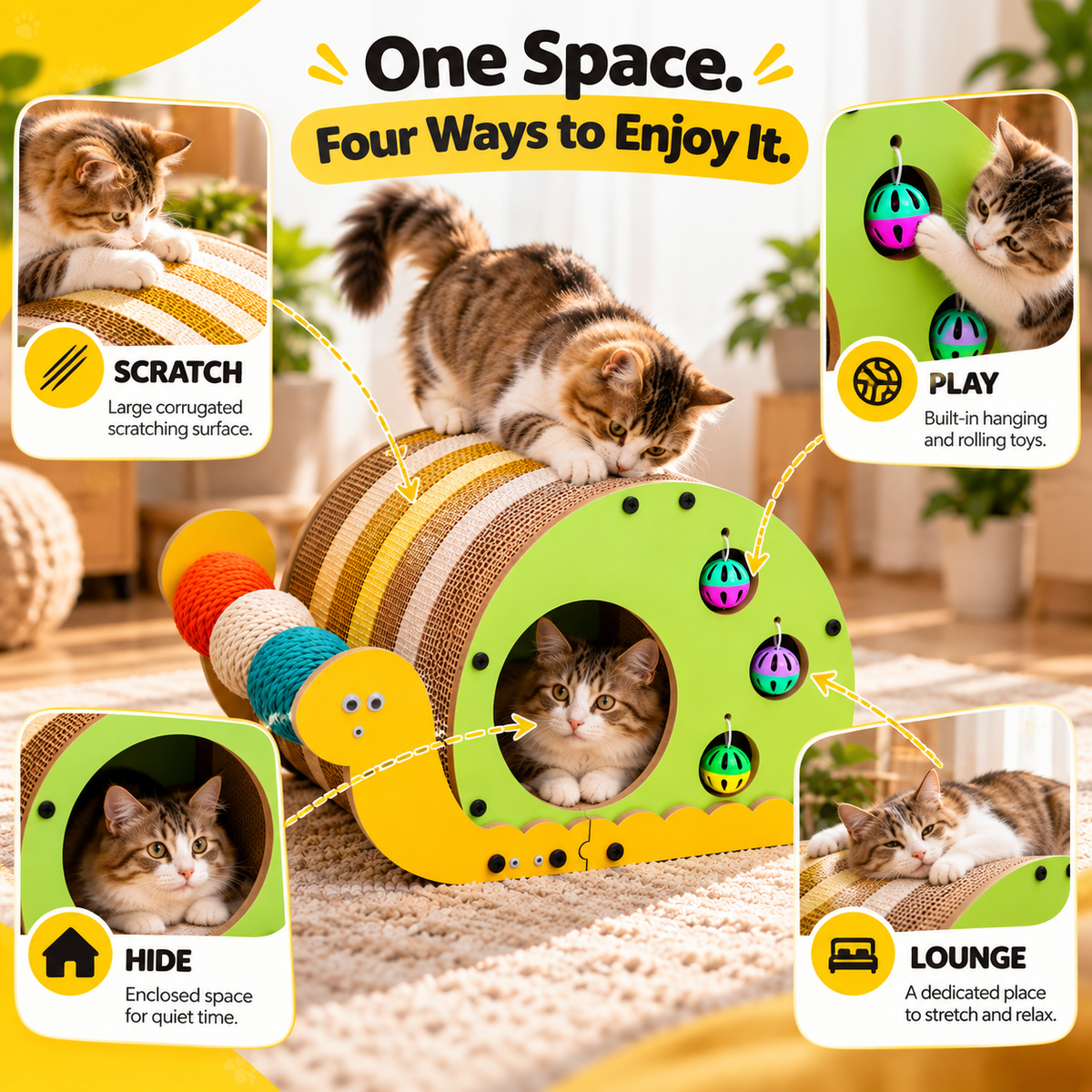 Nexora™ Snail Cat Scratching House & Play Lounge