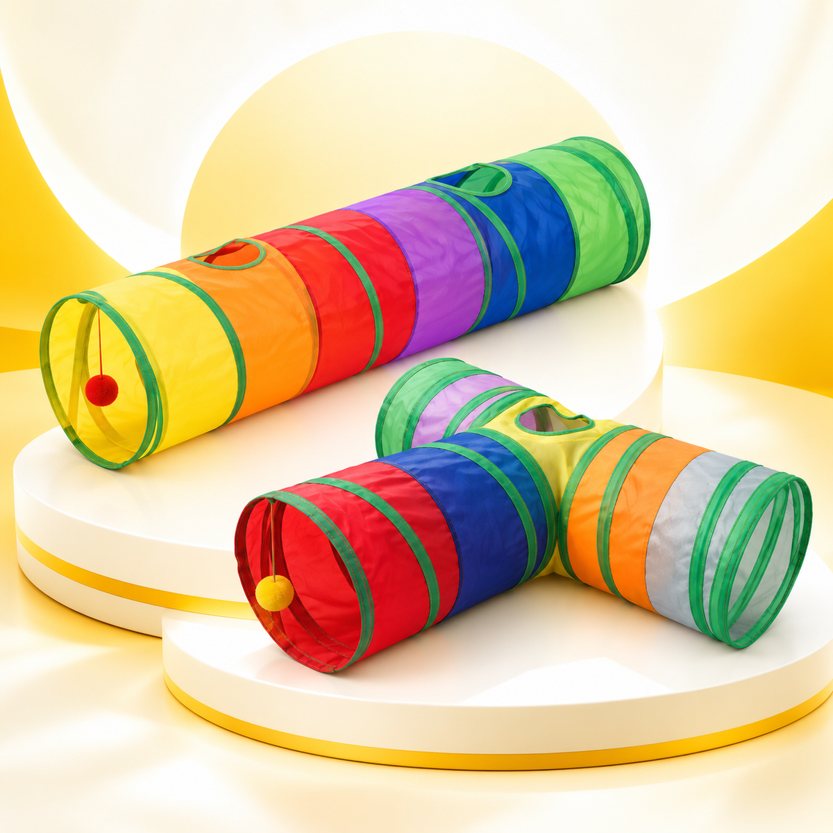 Nexora™ PlayTunnel T-Shape & Straight 3 & 2-Way Cat Activity Cave