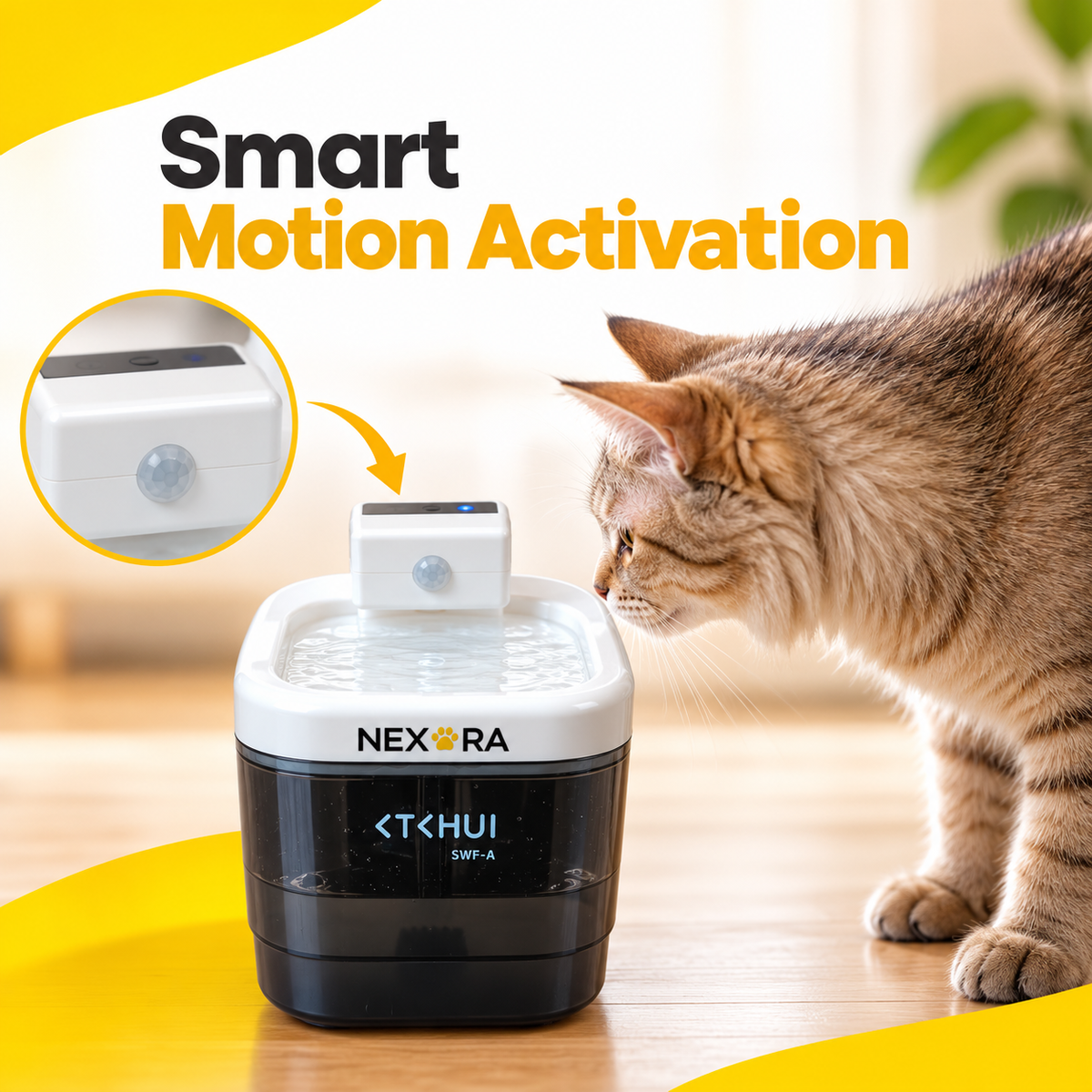 Nexora™ SmartFlow Elite — Battery-Powered Motion-Sensor Pet Water Fountain