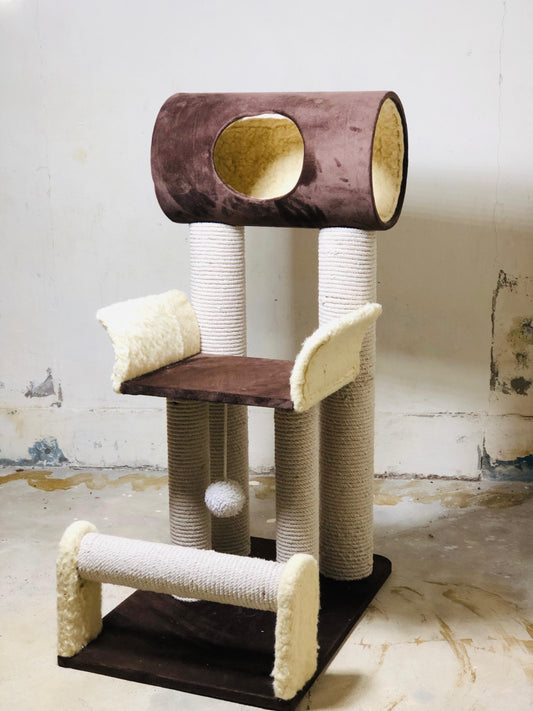Nexora™ EagleNest Cat Tree — Premium Multi-Level Cat Tower with Cozy Tunnel, Sisal Scratch Posts, Lounge Platform & Interactive Play Ball