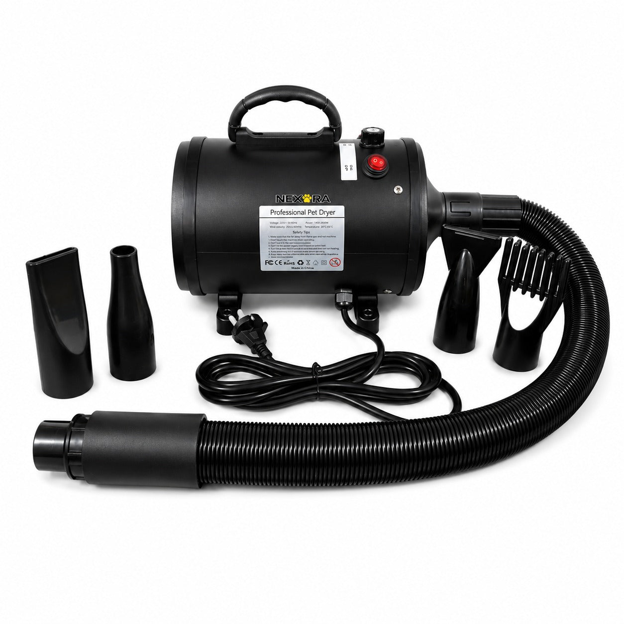 Nexora™ Professional Pet Hair Dryer Kit – Adjustable Heat & Low Noise Grooming System