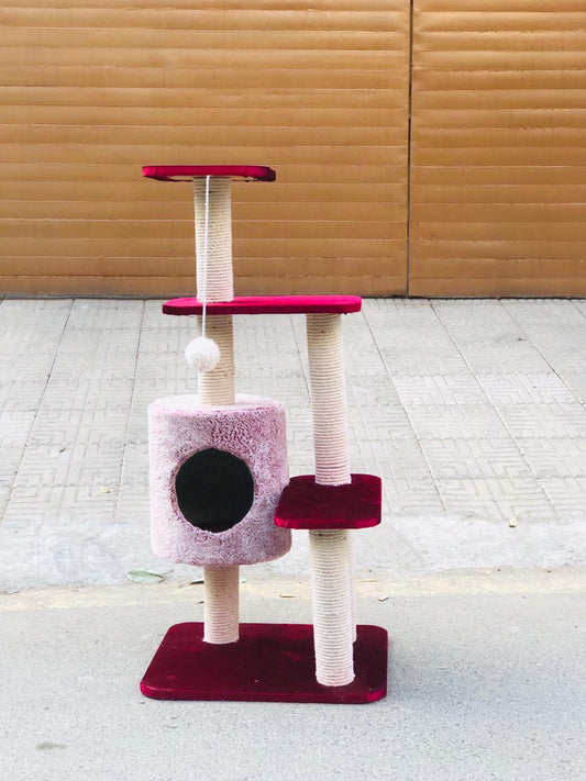 Nexora™ Premium Cat Tree Round House 107cm — Multi-Level Scratching, Climbing & Resting Tower For Cats